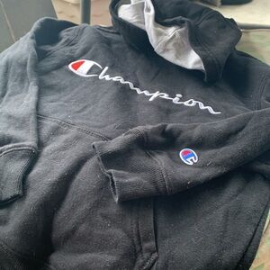 Champion Youth Pullover Hoodie Black With Front Pocket